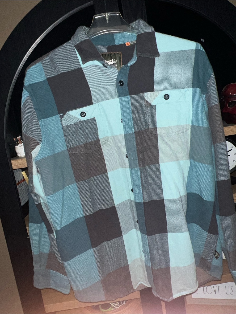 Howler Bros Blue & Gray Plaid Button-Up Shirt Jacket